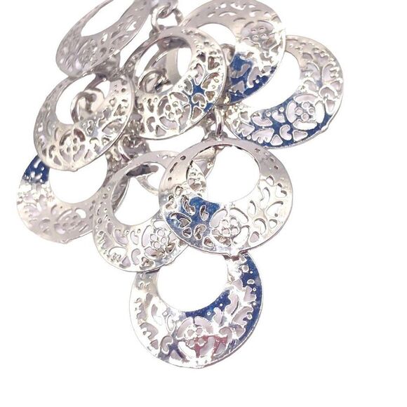 Silver filigree layered dangle earrings - Picture 2 of 3